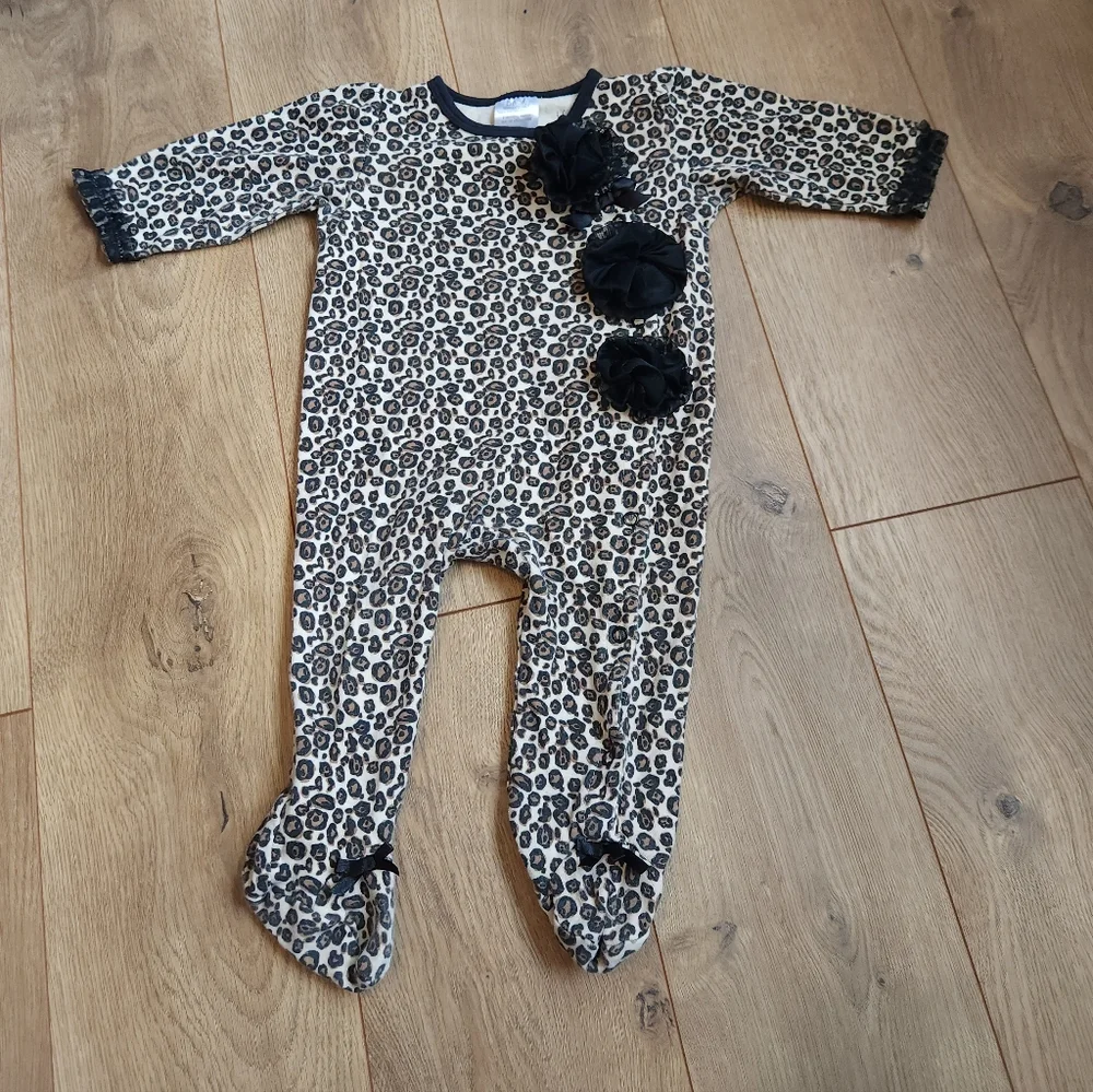 9m Girls Leopard Print Footie Pajamas
